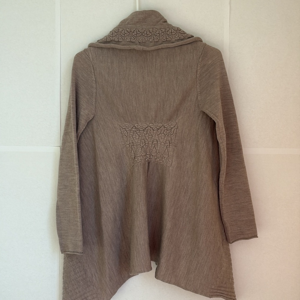 Anthropologie Ha’Penny Long Line Wool Shawl Cardigan Oatmeal XS see condition - Picture 6 of 8